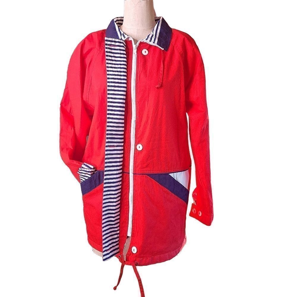 Rare Vintage 70s New York Girl Sailor Style Red Windbreaker- Size S/M